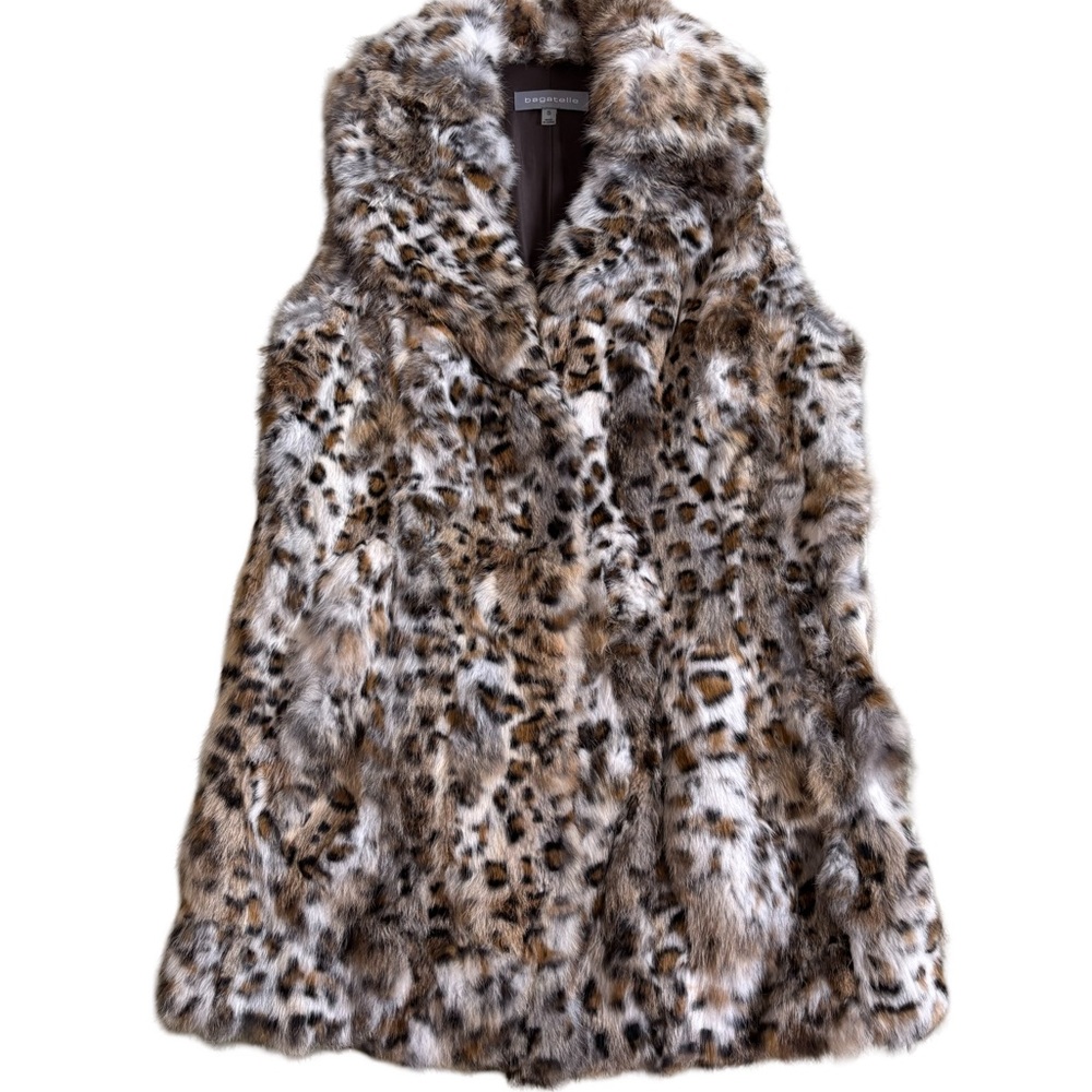 Bagatelle Leopard Print Genuine Rabbit Fur Vest